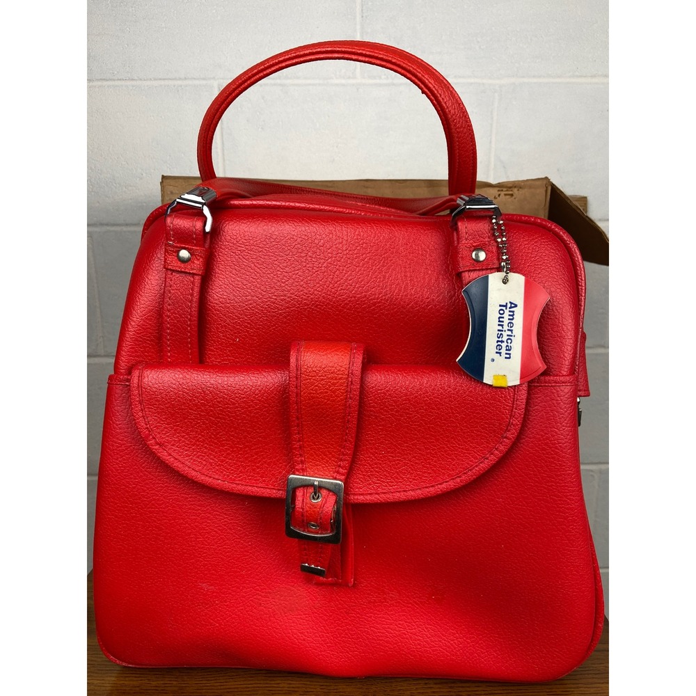 American Tourister 1017D Tote Bag Top‎ Handle Satchel Red Vintage Carry On
